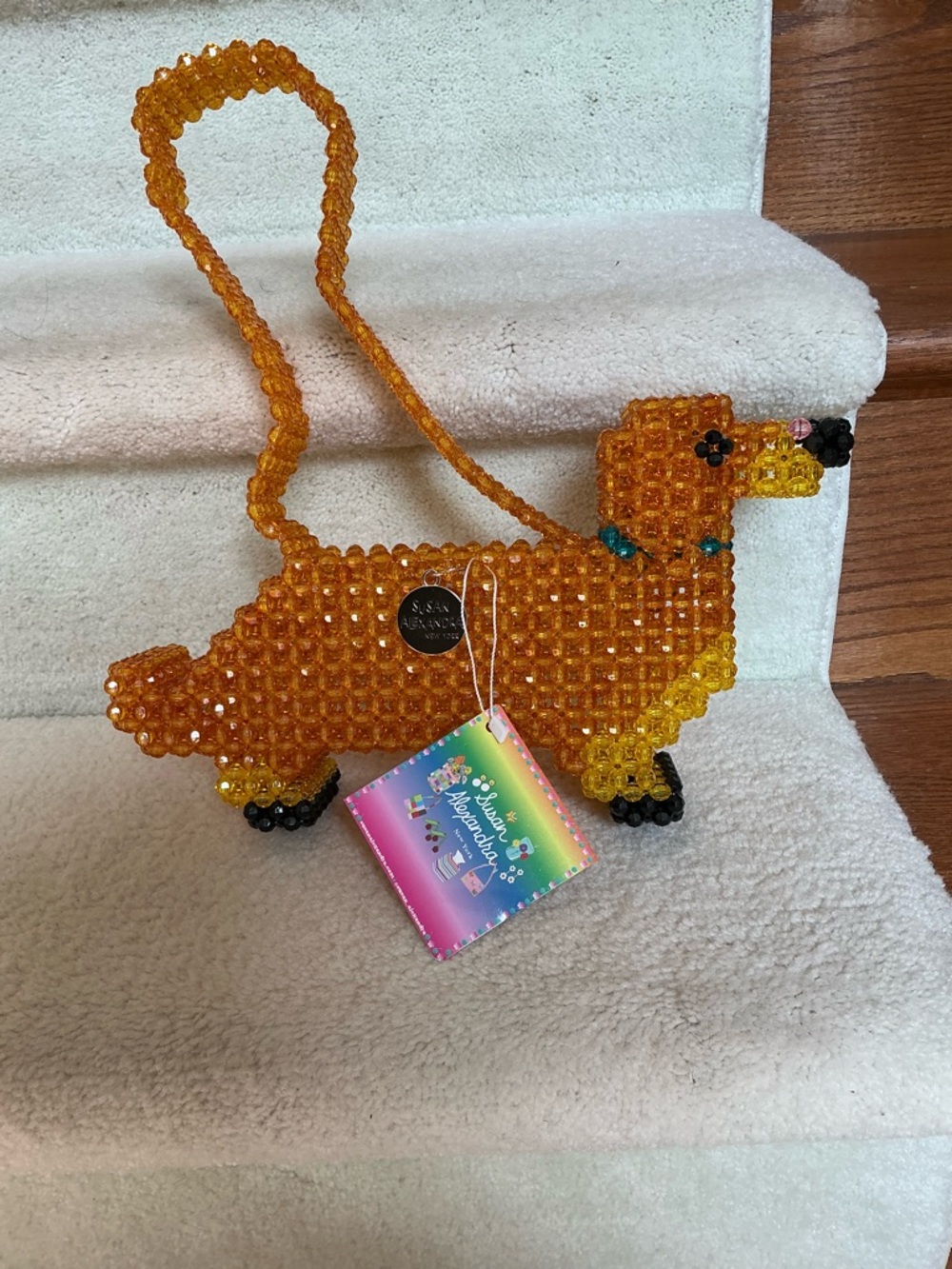 ADORABLE NWT SUSAN ALEXANDRA WEENY DACHSHUND BEADED CROSSBODY BAG - Picture 12 of 16